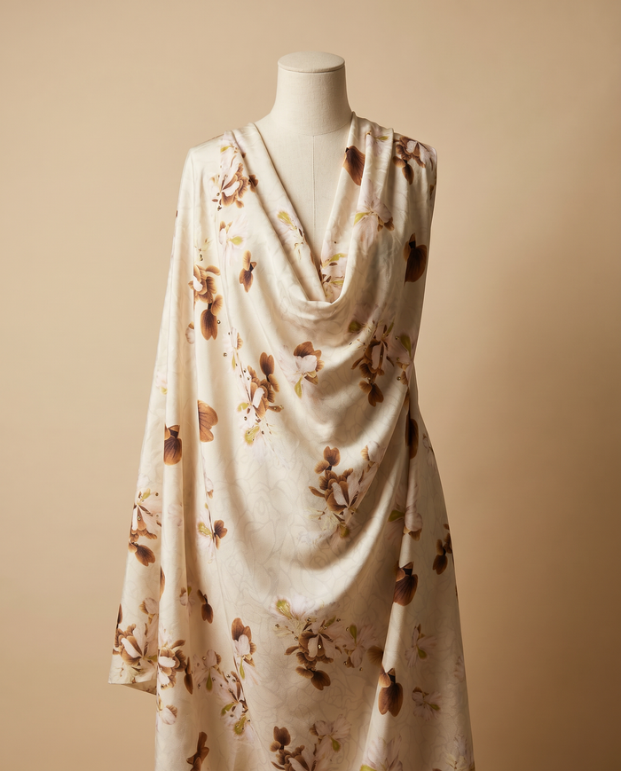 Exclusive Crepe Studded Leonard — Cream Scattered Rose