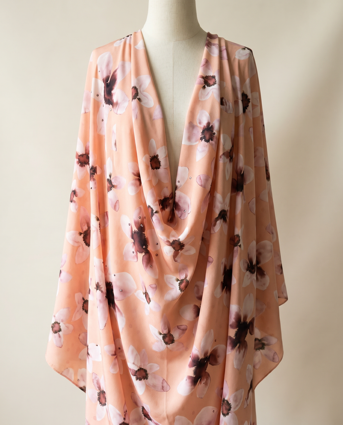 Exclusive Crepe Studded Leonard — Peach Watercolour Floral