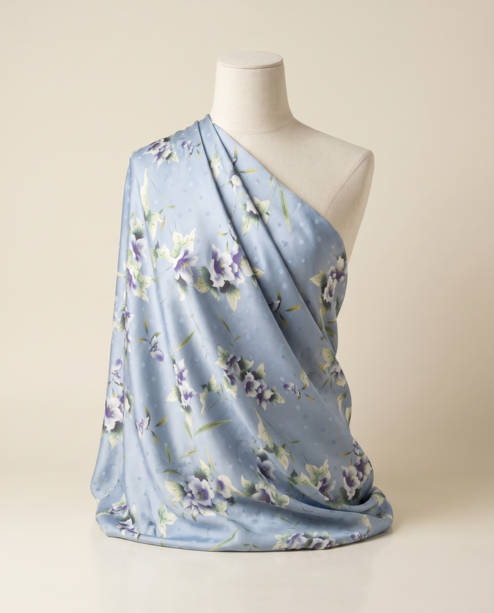 Exclusive Crepe Studded Leonard — Steel Blue Blossom Rose
