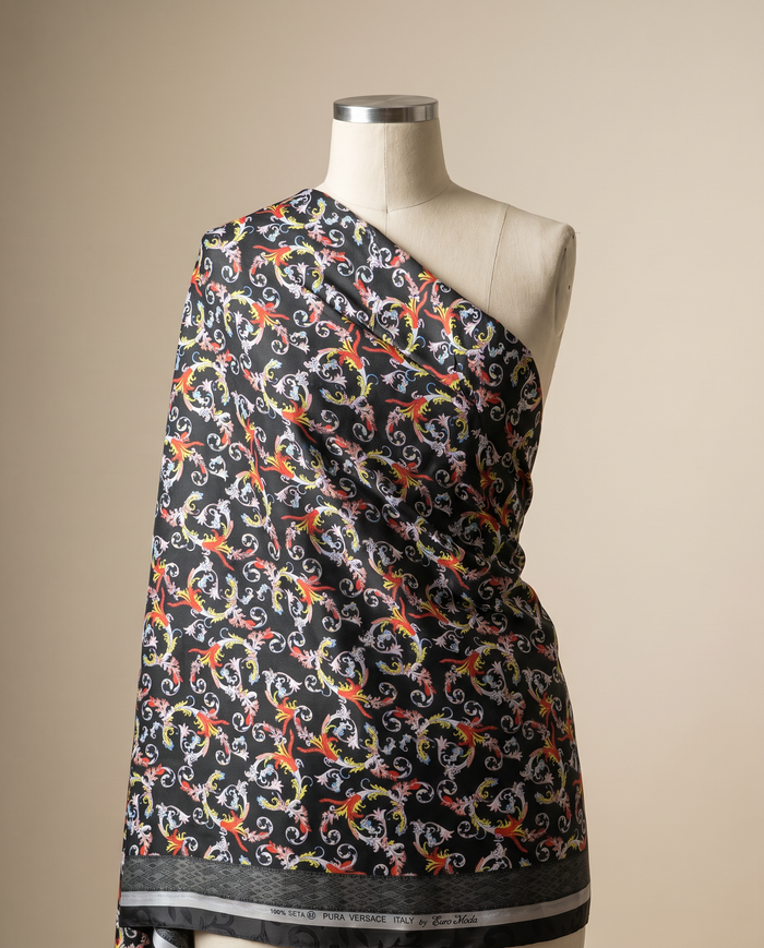 Jacquard Versace — Warm & Neutral — Black Acanthus Scroll Scrollwork
