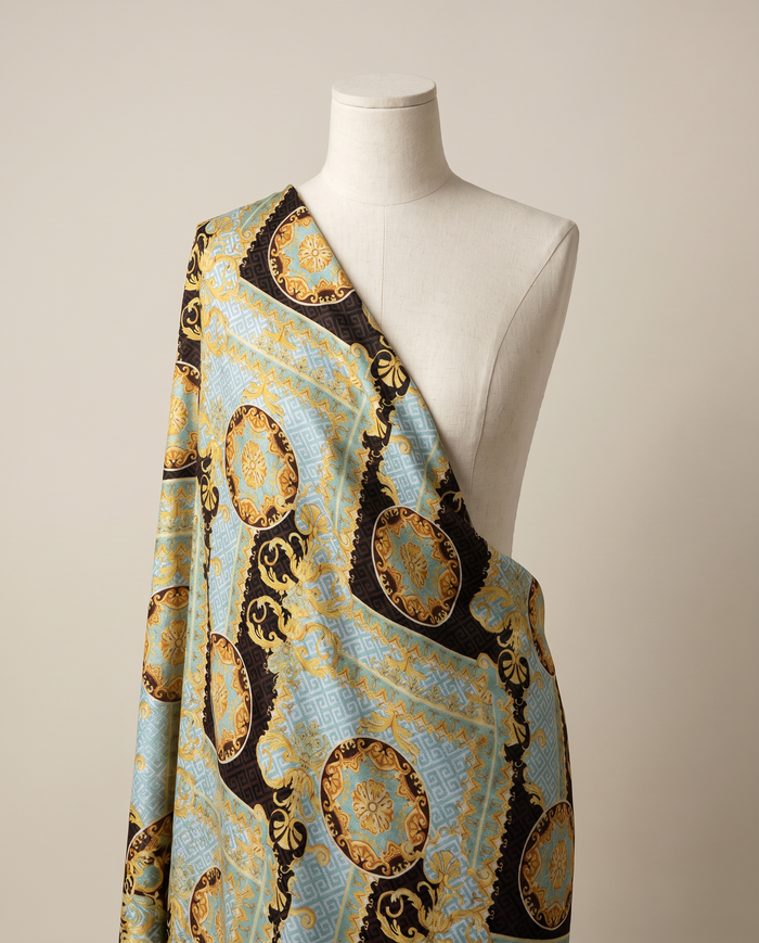 Jacquard Versace — Cool Tones — Turquoise Greek-Key