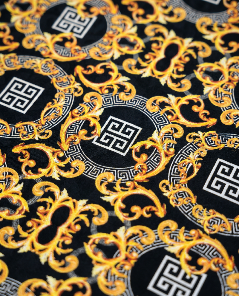 Black Greek-Key Medallion