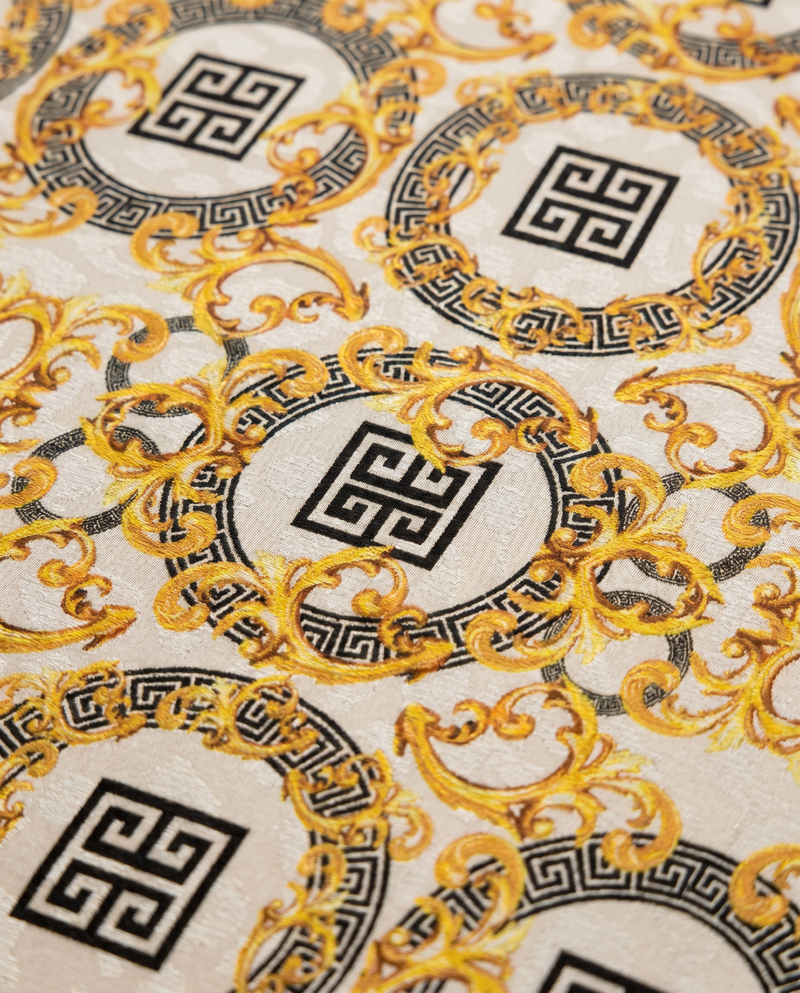 White Greek-Key Medallion