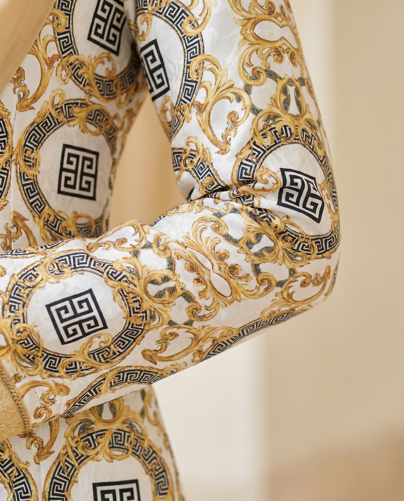 White Greek-Key Medallion
