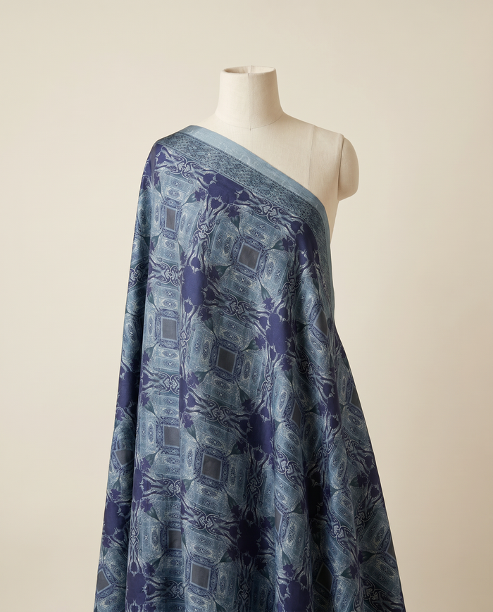 Jacquard Versace — Cool Tones — Blue Scrollwork