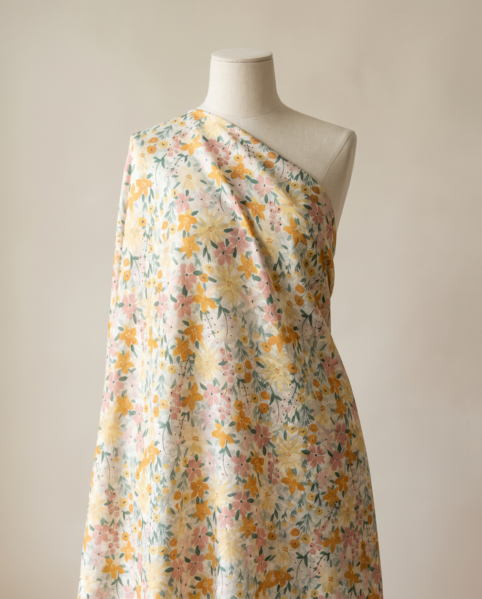 Italian Silk Printed (Ken Scott) — Yellow Daisy