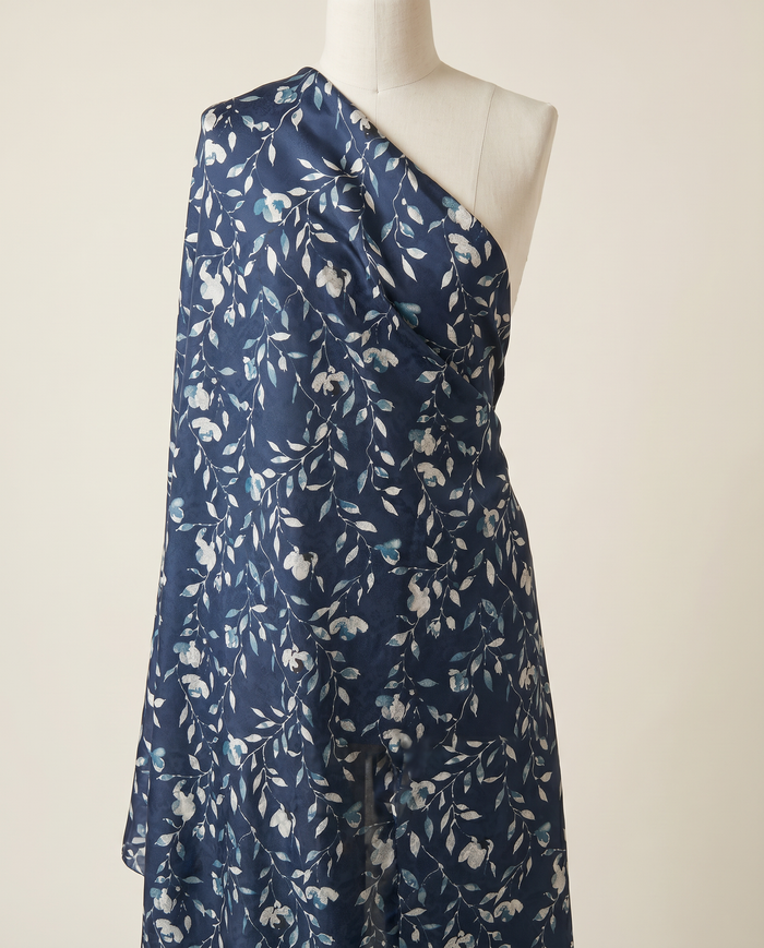 Italian Silk Printed (Ken Scott) — Blue Vine