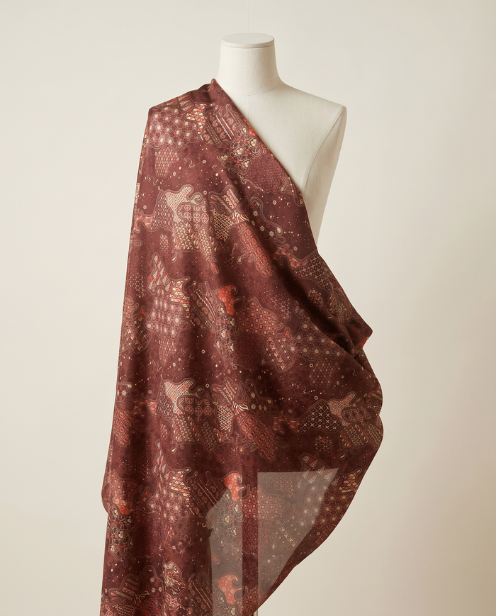 Italian Silk Printed (Ken Scott) — Maroon Dot