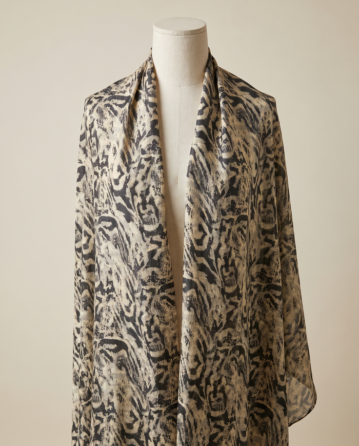 Italian Silk Printed (Ken Scott) — Black Scrollwork