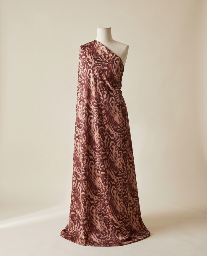 Italian Silk Printed (Ken Scott) — Maroon Scrollwork