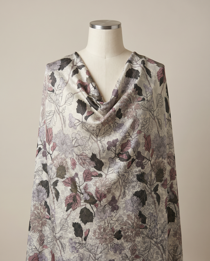 Italian Silk Printed (Ken Scott) — White Blossom