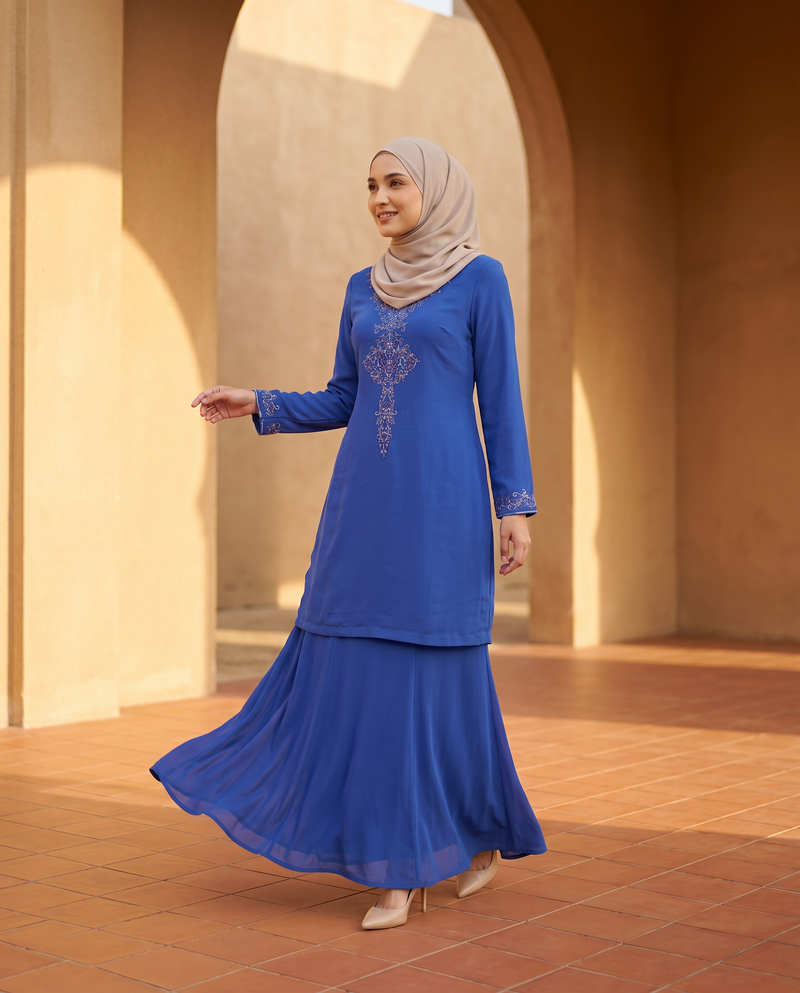 Baju Kurung Chiffon Plain Embroidery
