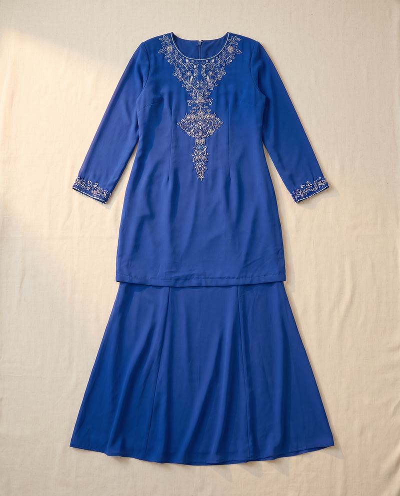 Baju Kurung Chiffon Plain Embroidery