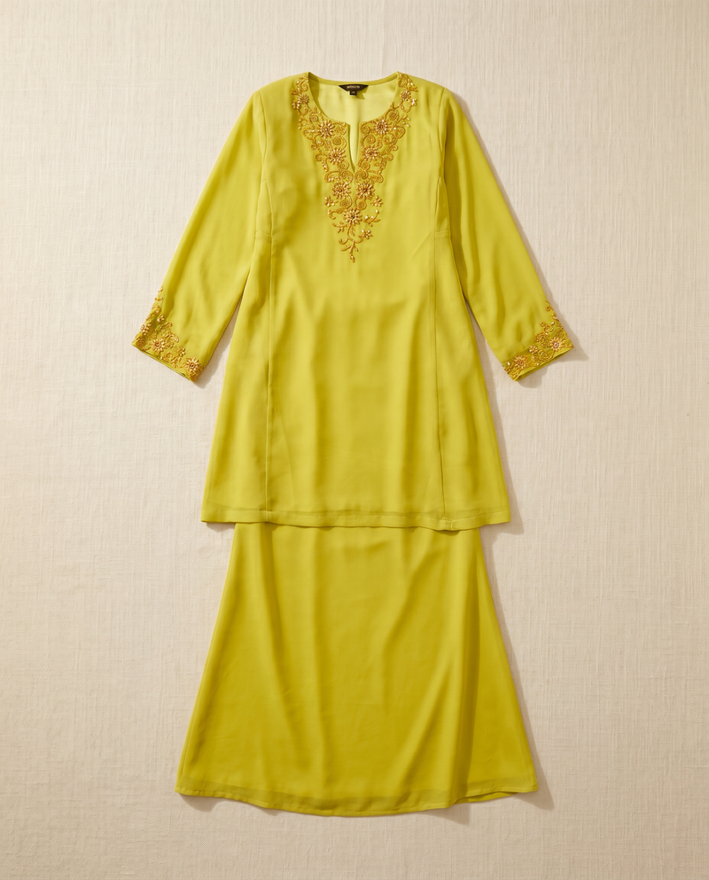 Baju Kurung Chiffon Plain Embroidery