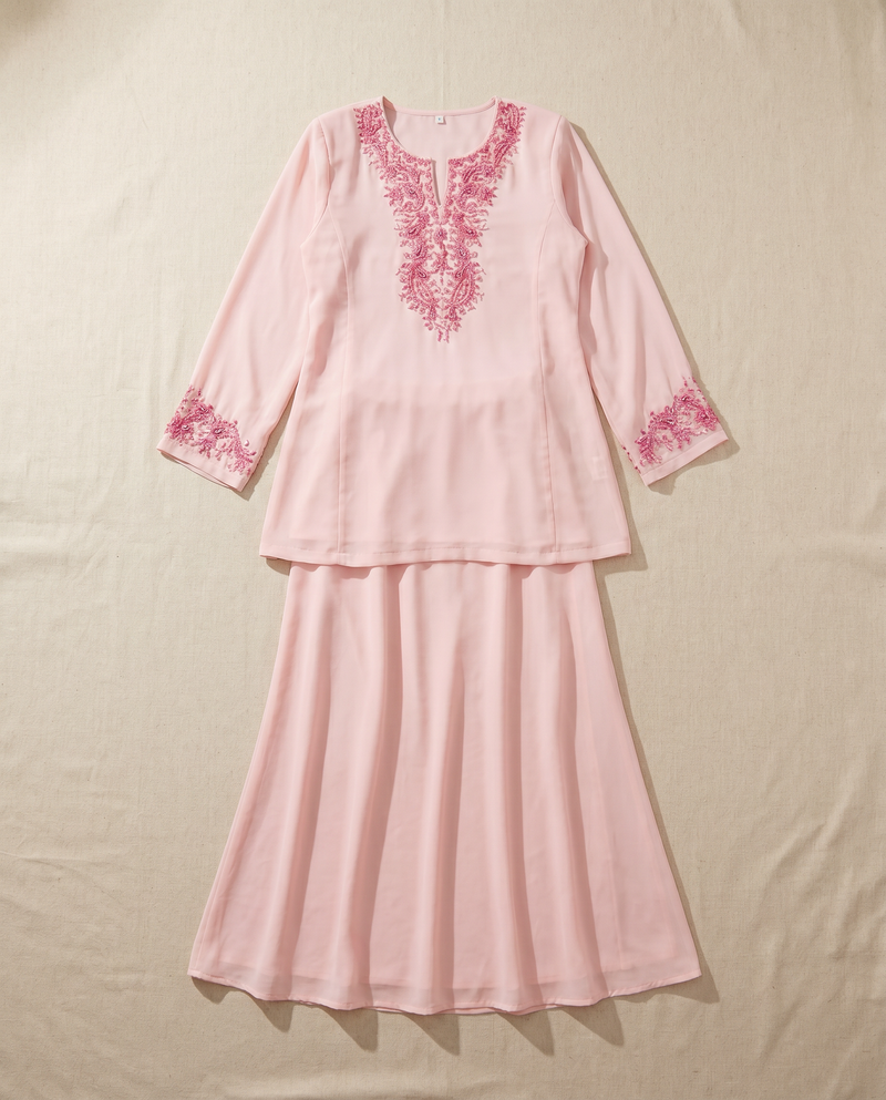 Baju Kurung Chiffon Plain Embroidery