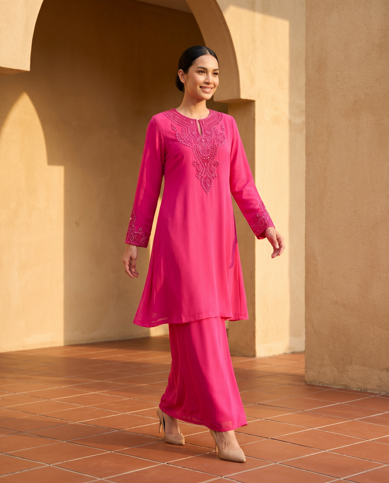 Baju Kurung Chiffon Plain Embroidery