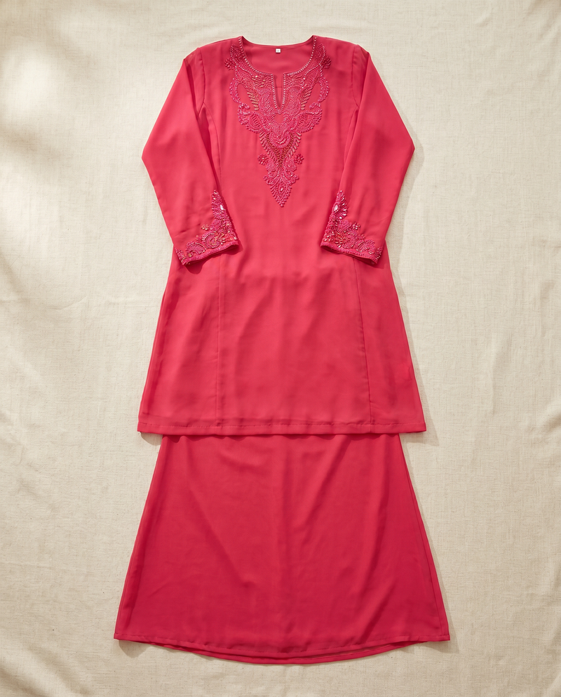 Baju Kurung Chiffon Plain Embroidery