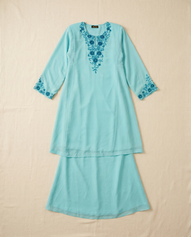 Baju Kurung Chiffon Plain Embroidery