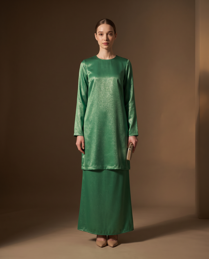 Baju Kurung Anggun Seri Metallic Shining — Green