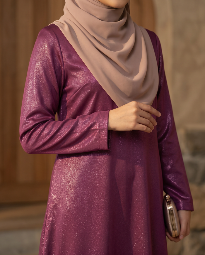 Baju Kurung Anggun Seri Metallic Shining — Purple