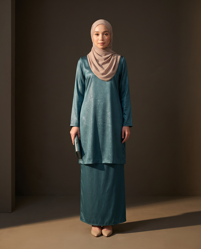 Baju Kurung Anggun Seri Metallic Shining — Blue
