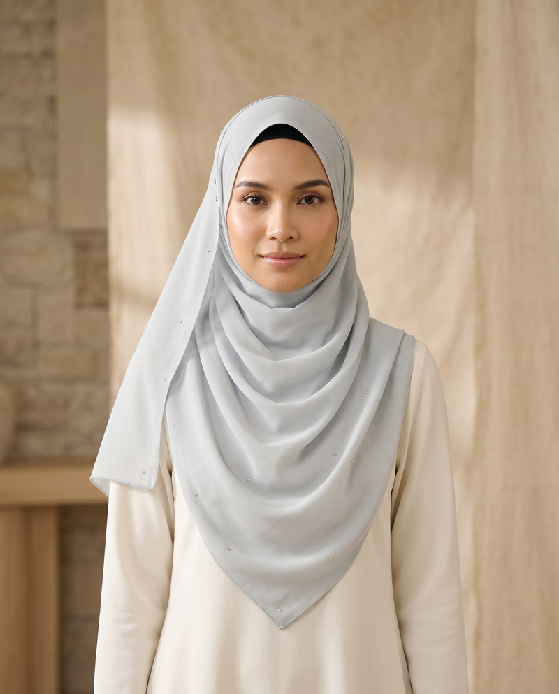 Selendang Chiffon Plain Batu