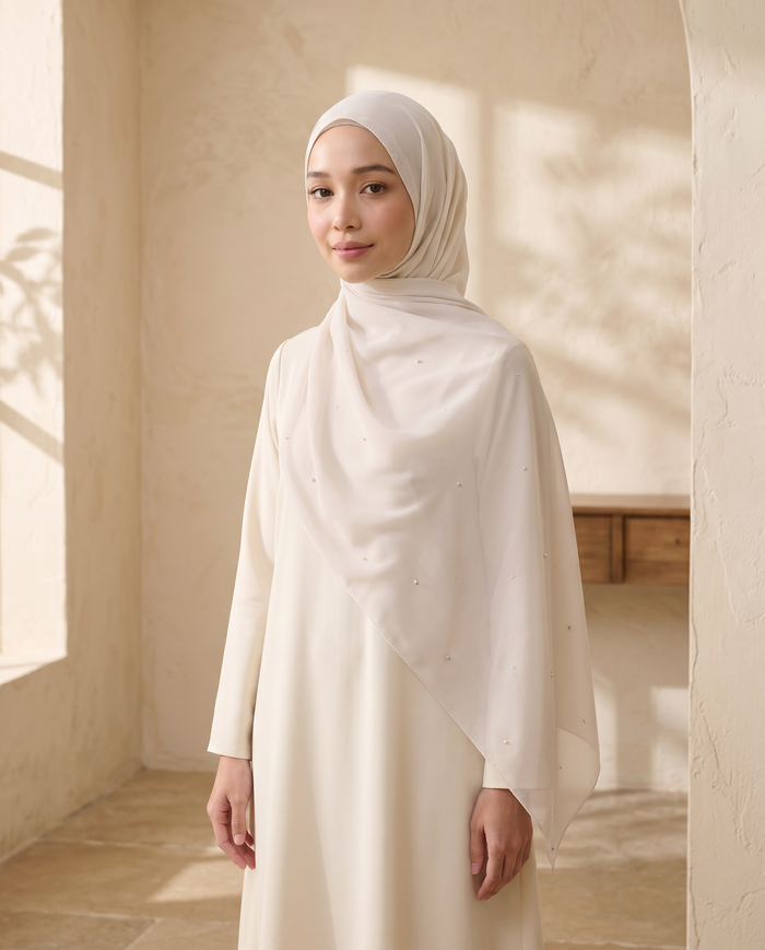 Selendang Chiffon Plain Batu — Light Grey