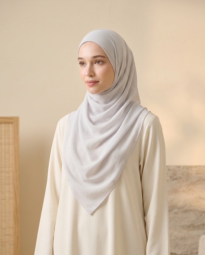 Selendang Chiffon Plain Batu — Nude