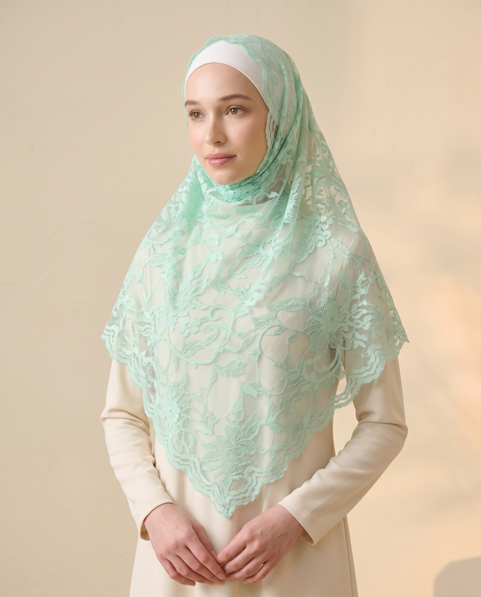 Selendang Japanese Lace — Mint Green