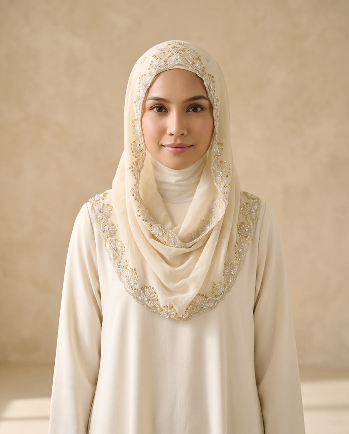 Tudung Siti Chiffon Exclusive — Cream