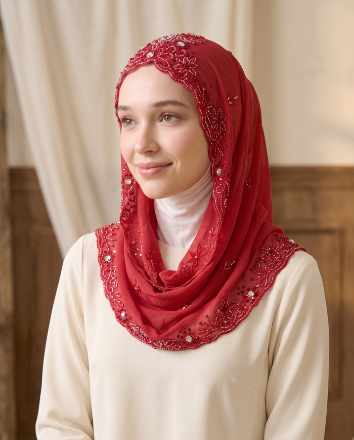 Tudung Siti Chiffon Exclusive — Red