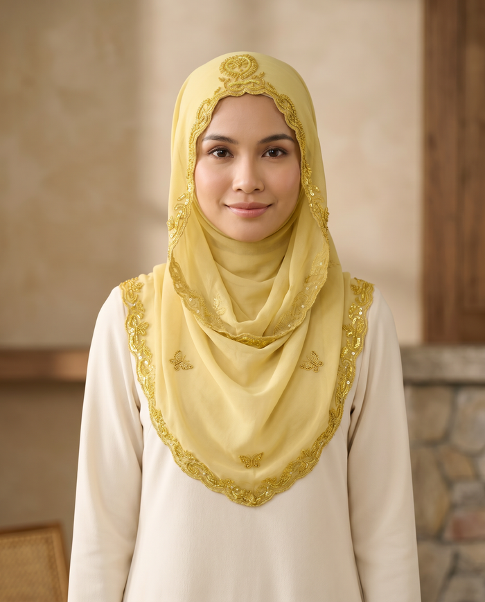 Tudung Siti Chiffon Exclusive — Yellow