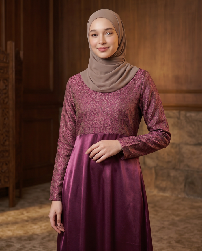Jubah Songket Soft Satin — Purple