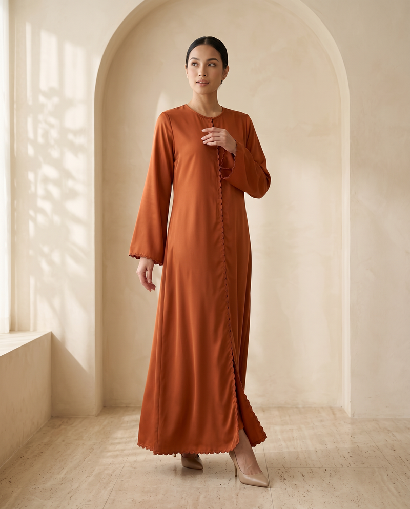 Baju Kurung Lace Dewasa Orange Brick — Orange Brick — front