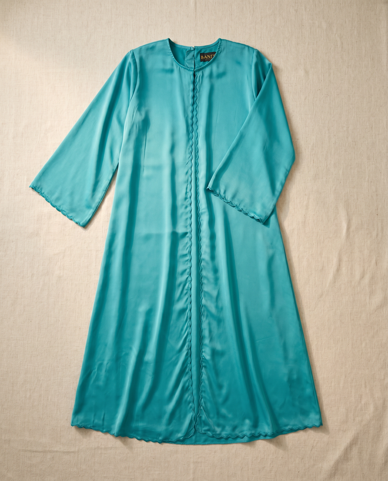 Baju Kurung Lace Dewasa Orange Brick — Turquoise — flatlay