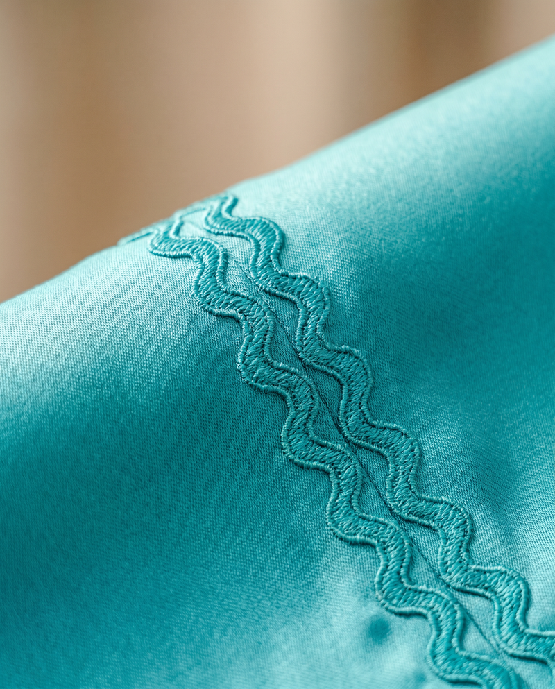 Baju Kurung Lace Dewasa Orange Brick — Turquoise — macro