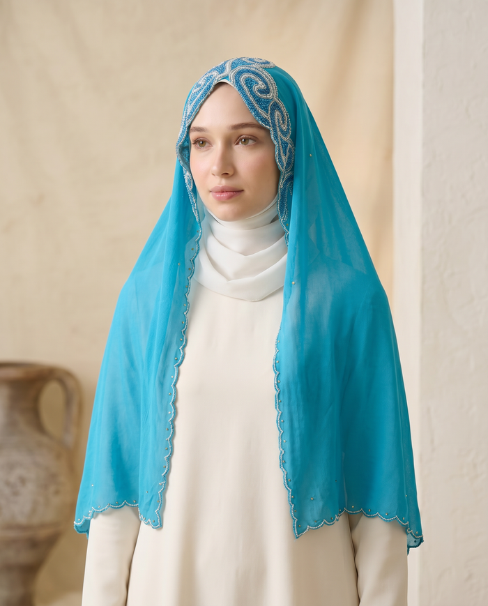 Veil Chiffon Stone — Aqua Blue